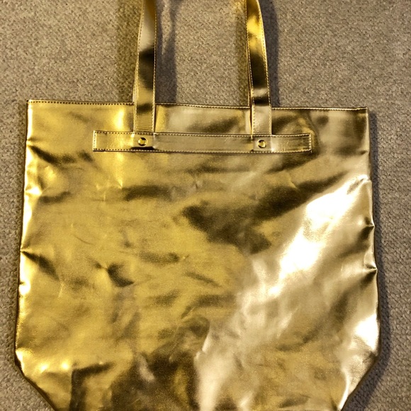 NWT Authentic Hello Kitty Gold Pleather Tote Bag - Picture 2 of 3